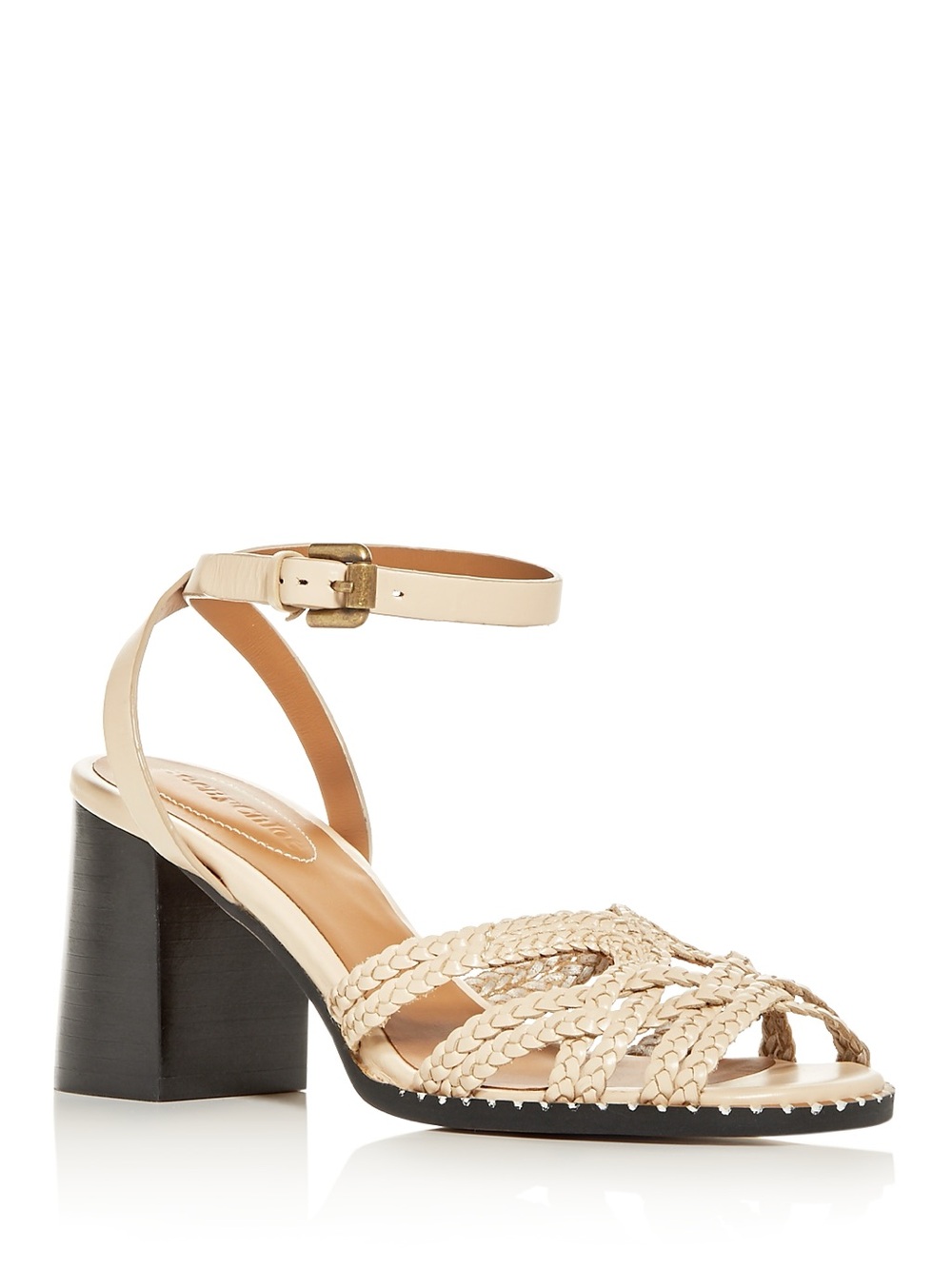 See by Chloé Women’s Beige Leather Strappy Block Heel Sandals